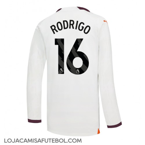 Camisa de Futebol Manchester City Rodri Hernandez #16 Equipamento Secundário 2023-24 Manga Comprida